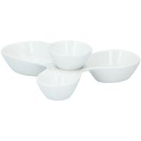 Saus/tapas/hapjes serveerschaal - 4 vakken - wit - porselein - D24 cm - Serveerschalen