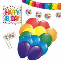 Happy Birthday verjaardag versieringen pakket voor elke leeftijd - Feestslingers - thumbnail