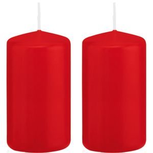 2x Rode woondecoratie kaarsen 6 x 12 cm 40 branduren