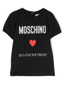 Moschino Kids t-shirt en coton à logo brodé - Noir