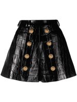 Balmain crocodile-embossed leather shorts - Noir