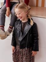 Leren meisjesjack zwart