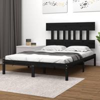 Bedframe massief hout zwart 140x190 cm
