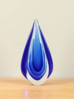 Druppel uit glas blauw, 23 cm