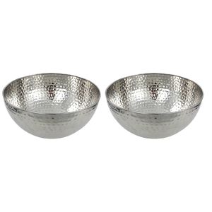 2x Salade schalen/kommen 28 cm zilver RVS