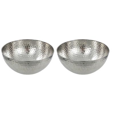 2x Salade schalen/kommen 28 cm zilver RVS