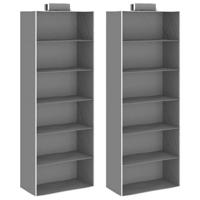 Kledingorganisers hangend 2 st met 6 schappen stof