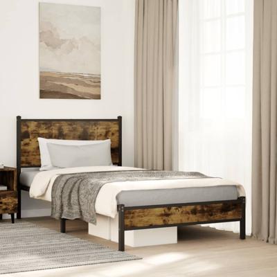 Bedframe zonder matras metaal gerookt eikenkleurig 100x190 cm