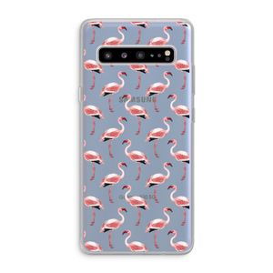 Flamingoprint groen: Samsung Galaxy S10 5G Transparant Hoesje