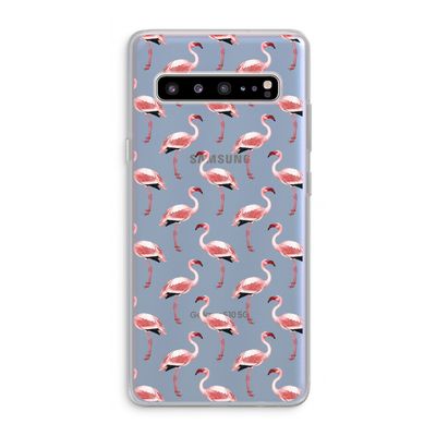 Flamingoprint groen: Samsung Galaxy S10 5G Transparant Hoesje