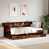 Slaapbank met lades zonder matras 75x190 cm gerookt eikenkleur