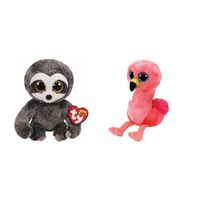 Ty - Knuffel - Beanie Boo's - Dangler Sloth & Gilda Flamingo