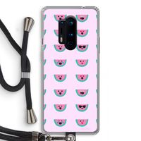 Smiley watermeloenprint: OnePlus 8 Pro Transparant Hoesje met koord