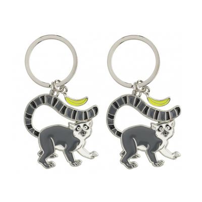 Metalen sleutelhanger van een ringstaart maki aap - 2x stuks - 5 cm - Dieren cadeau artikelen - Kind Metalen sleutelhanger van een ringstaart maki aap - 2x stuks - 5 cm - Dieren cadeau artikelen - Kind