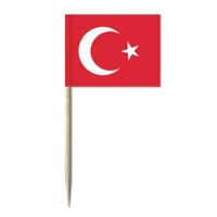 50x Cocktailprikkers Turkije 8 cm vlaggetje landen decoratie