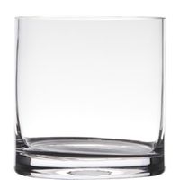Transparante home-basics cilinder vorm vaas/vazen van glas 15 x 15 cm   -