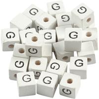 Creativ Company Letterkralen, g, afm 8x8 mm, gatgrootte 3 mm, wit, 25 stuk/ 1 doos