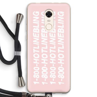 Hotline bling pink: Xiaomi Redmi 5 Transparant Hoesje met koord