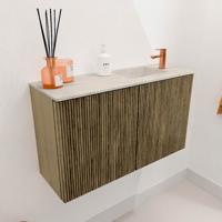 Toiletmeubel Mondiaz Joya Dlux | 70 cm | Meubelkleur Dusk | Faye wastafel Ostra Wasbak Rechts | 1 kraangat