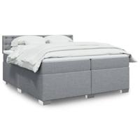 Boxspring met matras stof lichtgrijs 200x200 cm