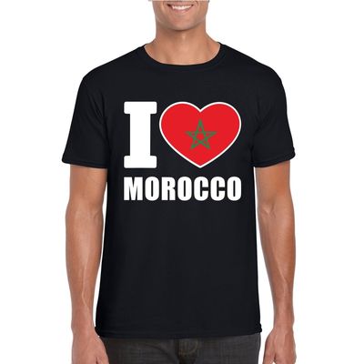 Zwart I love Marokko fan shirt heren