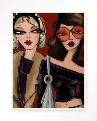 Urban Cotton Wandkleed 'Fall Friends' 145 x 190cm in Floating Frame - off white