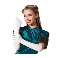 Verkleed party handschoenen voor dames - polyester - wit - one size - lang model - Verkleedhandschoenen