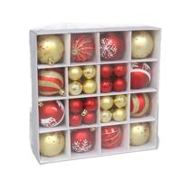 Kerstballen en ornamenten set - 42-delig - rood/goud - kunststof - kerstboomversiering