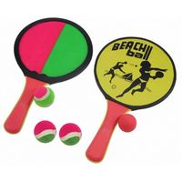 Vangbalspel / Beachball spel incl 4x ballen - roze/groen - strand speelgoed - Vang- en werpspel - thumbnail