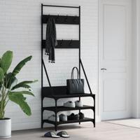 VidaXL Kledingrek met schoenenrek 70x40x184 cm zwart