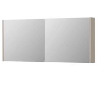 INK SPK1 spiegelkast met 2 dubbel gespiegelde deuren, stopcontact en schakelaar 140 x 14 x 60 cm, mat kasjmier grijs