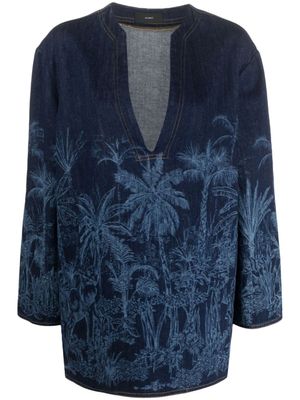 Alanui jupe Jungle Toile de Jouy en jean - Bleu