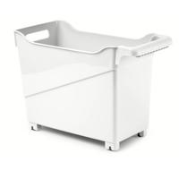 Plasticforte opberg Trolley Container - ivoor wit - op wieltjes - L38 x B18 x H26 cm - kunststof - Opberg trolley