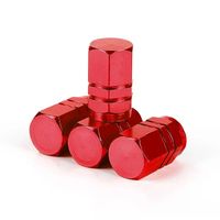 TT-products ventieldopppen hexagon red aluminium 4 stuks rood