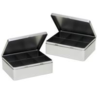 Zilveren 6- 2x stuks -vaks theedoos/theekist - 20 x 16 x 7 cm - Keuken accessoires - Theezakjes bewa