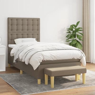 Boxspring met matras stof taupe 90x200 cm