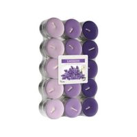 30x stuks Geparfumeerde waxinelichtjes lavendel 4 branduren - thumbnail