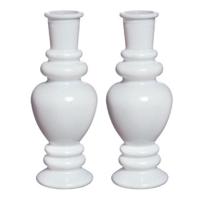 Bloemenvaas Venice - 2x - voor kleine stelen - gekleurd glas - glans wit - D5,7 x H15 cm