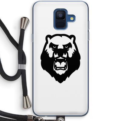Angry Bear (white): Samsung Galaxy A6 (2018) Transparant Hoesje met koord