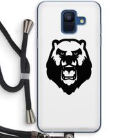 Angry Bear (white): Samsung Galaxy A6 (2018) Transparant Hoesje met koord