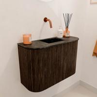 Toiletmeubel Mondiaz Joya Dlux | 63.2 cm | Meubelkleur Walnut | Faye wastafel Lava Wasbak Midden | Zonder kraangat(en)