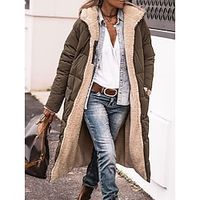 Dames Winterjas Pufferjas Fleecejack Jas Buiten Straat Alledaagse kleding Herfst Winter Lang jas Normale pasvorm Thermisch Warm Winddicht Hedendaags Casual Street Style Jacks Lange mouw Effen Kleur Lightinthebox