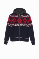 Gebreid jack met capuchon - BLUE - L