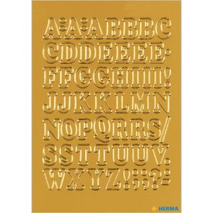 Stickervellen 54x plak letters alfabet A-Z goud/folie 12 mm