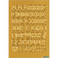 Stickervellen 54x plak letters alfabet A-Z goud/folie 12 mm - thumbnail