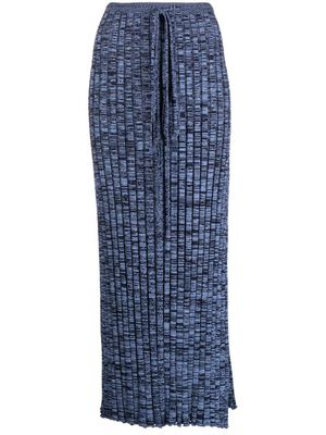 Christopher Esber jupe longue en maille nervurée - Bleu