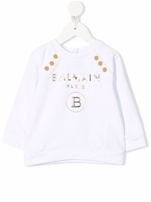 Balmain Kids sweat à logo imprimé - Blanc