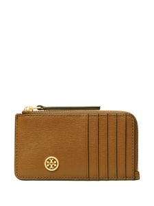 Tory Burch porte-carte Robinson à plaque logo - Marron