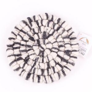Ronde Vilten Onderzetter Tie Dye Zwart-Wit (18 cm)