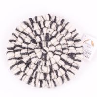 Ronde Vilten Onderzetter Tie Dye Zwart-Wit (18 cm) - thumbnail